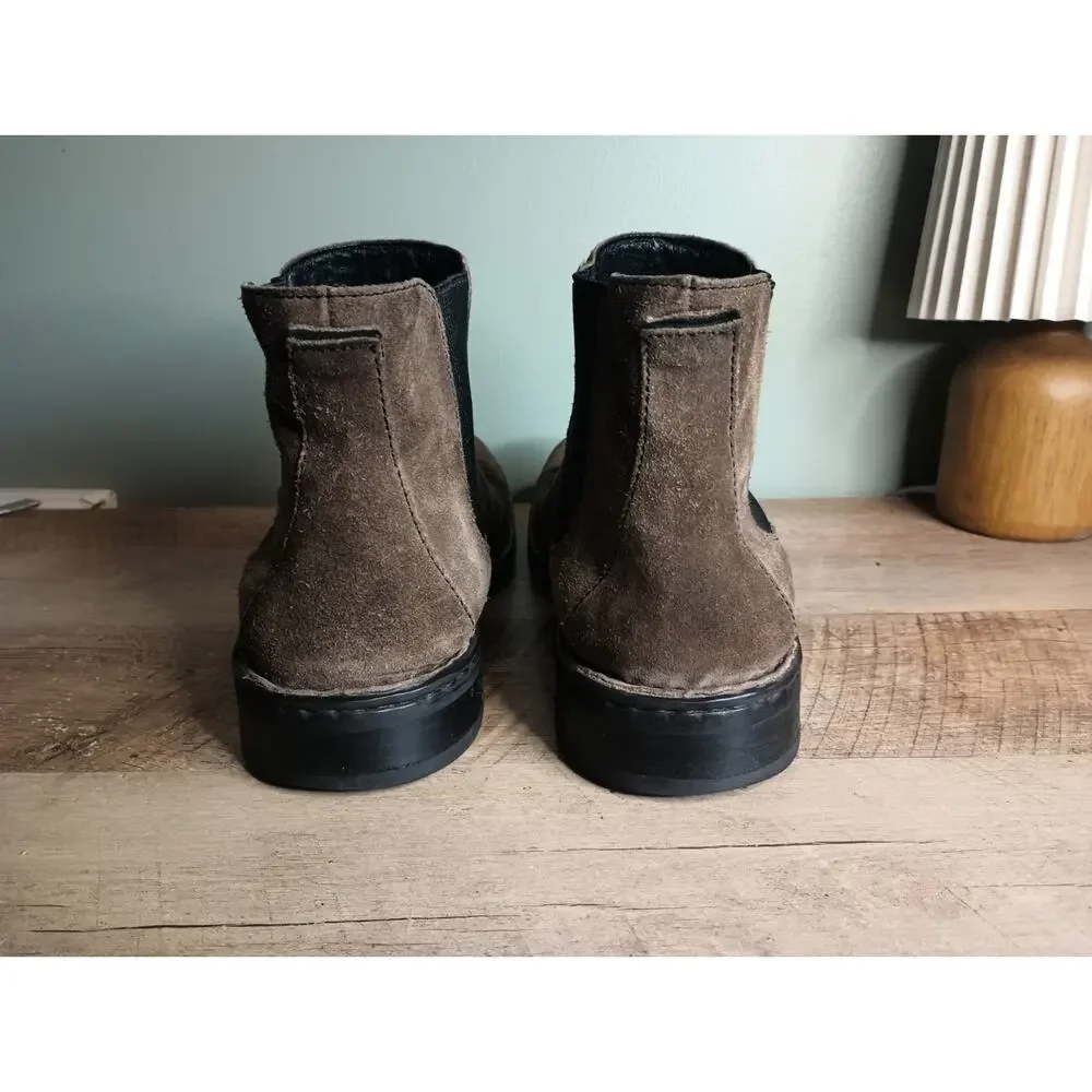 Born Mens Hemlock Suede Pull On Chelsea Boots 12 Brown Comfort Rustic Heritage